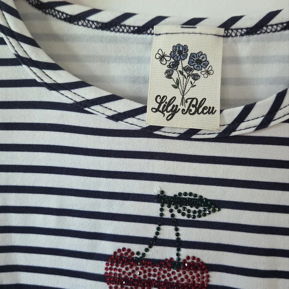 Lily Bleu Striped Tee with Cherry Motif - Picture 3 of 4
